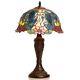 Tiffany Style Table Lamp Angel Motif Floral Stained Glass Shade Victorian Base