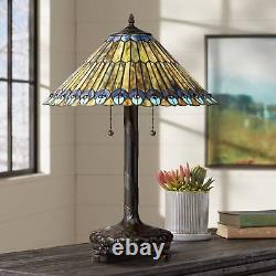 Tiffany Style Table Lamp Antique Bronze Stained Glass for Living Room Bedroom