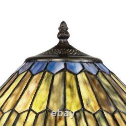 Tiffany Style Table Lamp Antique Bronze Stained Glass for Living Room Bedroom