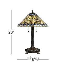 Tiffany Style Table Lamp Antique Bronze Stained Glass for Living Room Bedroom