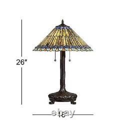 Tiffany Style Table Lamp Antique Bronze Stained Glass for Living Room Bedroom