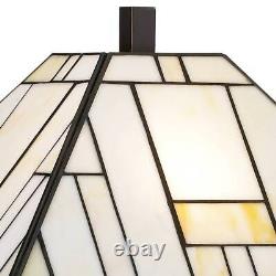 Tiffany Style Table Lamp Art Deco Bronze Stained Glass for Living Room