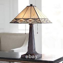 Tiffany Style Table Lamp Art Deco Bronze Stained Glass for Living Room Bedroom