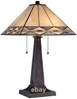 Tiffany Style Table Lamp Art Deco Bronze Stained Glass for Living Room Bedroom