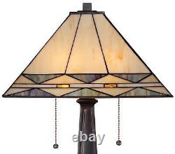 Tiffany Style Table Lamp Art Deco Bronze Stained Glass for Living Room Bedroom