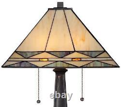 Tiffany Style Table Lamp Art Deco Bronze Stained Glass for Living Room Bedroom