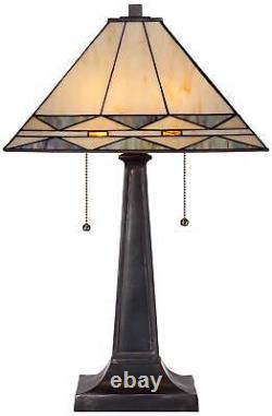 Tiffany Style Table Lamp Art Deco Bronze Stained Glass for Living Room Bedroom