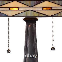 Tiffany Style Table Lamp Art Deco Bronze Stained Glass for Living Room Bedroom