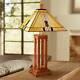 Tiffany Style Table Lamp Art Deco Wood Stained Glass For Living Room Bedroom
