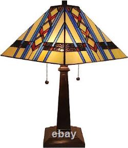 Tiffany Style Table Lamp Banker Mission 22 Tall Stained Glass