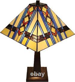 Tiffany Style Table Lamp Banker Mission 22 Tall Stained Glass