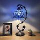Tiffany Style Table Lamp Baroque Style Lavender Blue Stained Glass 21h