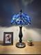 Tiffany Style Table Lamp Baroque Style Lavender Blue Stained Glass Led Bulb 22h