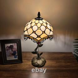 Tiffany Style Table Lamp Beige Stained Glass Crystal Beans LED Bulb 8W8D16H
