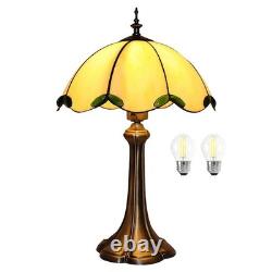 Tiffany Style Table Lamp, Beige Stained Glass Lamp, Vintage Lamp, 12 Inches Wide