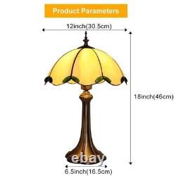 Tiffany Style Table Lamp, Beige Stained Glass Lamp, Vintage Lamp, 12 Inches Wide