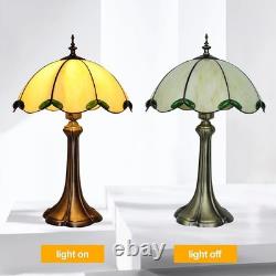 Tiffany Style Table Lamp, Beige Stained Glass Lamp, Vintage Lamp, 12 Inches Wide