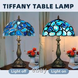 Tiffany Style Table Lamp, Blue Agate Slice Stained Glass Lamp 12X12X19 Inches Ti