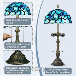 Tiffany Style Table Lamp, Blue Agate Slice Stained Glass Lamp 12X12X19 Inches Ti