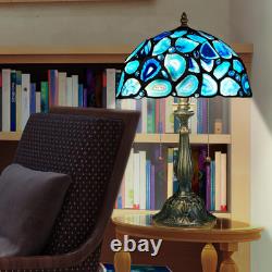 Tiffany Style Table Lamp, Blue Agate Slice Stained Glass Lamp 12X12X19 Inches Ti