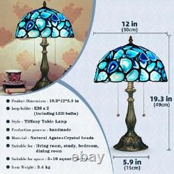 Tiffany Style Table Lamp, Blue Agate Slice Stained Glass Lamp 12X12X19 Inches Ti