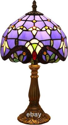 Tiffany Style Table Lamp, Blue Baroque Style Stained Glass Lamp, 8 Inch Small An