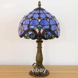 Tiffany Style Table Lamp, Blue Baroque Style Stained Glass Lamp, 8 Inch Small An