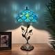 Tiffany Style Table Lamp Blue Green Stained Glass Crystal Beans Led Bulb 20h