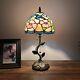 Tiffany Style Table Lamp Blue Pink Stained Glass Hummingbird Flower 8w8d16h