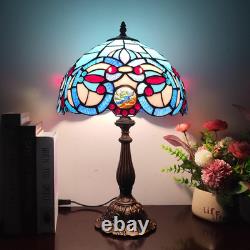 Tiffany Style Table Lamp Blue Purple Baroque Style Stained Glass Lamp, 12 Inch A