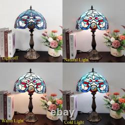 Tiffany Style Table Lamp Blue Purple Baroque Style Stained Glass Lamp, 12 Inch A