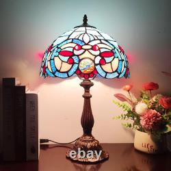 Tiffany Style Table Lamp Blue Purple Baroque Style Stained Glass Lamp, 12 Inch A