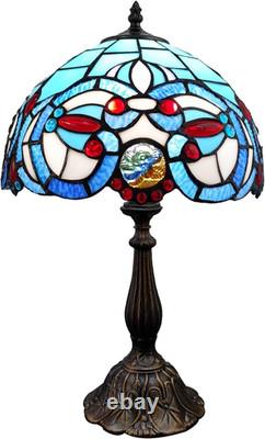 Tiffany Style Table Lamp Blue Purple Baroque Style Stained Glass Lamp, 12 Inch A
