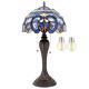 Tiffany Style Table Lamp Blue Purple Cloud Stained Glass Bedside Desk Reading