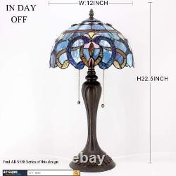 Tiffany Style Table Lamp Blue Purple Cloud Stained Glass Bedside Desk Reading