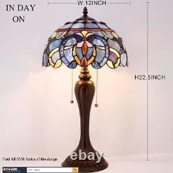 Tiffany Style Table Lamp Blue Purple Cloud Stained Glass Bedside Desk Reading