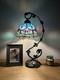 Tiffany Style Table Lamp Blue Purple Stained Glass Tulips Led Bulb Included 21h