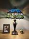 Tiffany Style Table Lamp Blue Purple Stained Glass Tulips Led Bulbs Include 24h