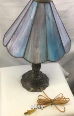 Tiffany Style Table Lamp Blue Shade 20 Inch