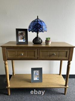 Tiffany Style Table Lamp Blue Stained Glass Baroque Style LED Bulb Included H14