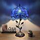 Tiffany Style Table Lamp Blue Stained Glass Baroque Style Led Bulb Included H22