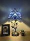 Tiffany Style Table Lamp Blue Stained Glass Baroque Style Lavender Led Bulb 20h