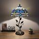 Tiffany Style Table Lamp Blue Stained Glass Dragonfly Led Bulb Included H22w12