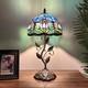 Tiffany Style Table Lamp Blue Stained Glass Purple Tulips Led Bulb Include 20h