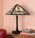 Tiffany Style Table Lamp Bronze Stained Art Glass For Living Room Bedroom