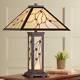 Tiffany Style Table Lamp Classic Bronze Stained Glass For Living Room Bedroom