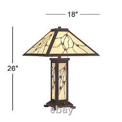 Tiffany Style Table Lamp Classic Bronze Stained Glass for Living Room Bedroom