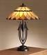 Tiffany Style Table Lamp Dark Bronze Art Glass Shade For Living Room Bedroom