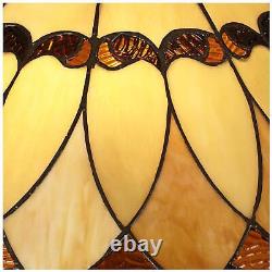 Tiffany Style Table Lamp Dark Bronze Art Glass Shade for Living Room Bedroom