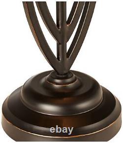 Tiffany Style Table Lamp Dark Bronze Art Glass Shade for Living Room Bedroom